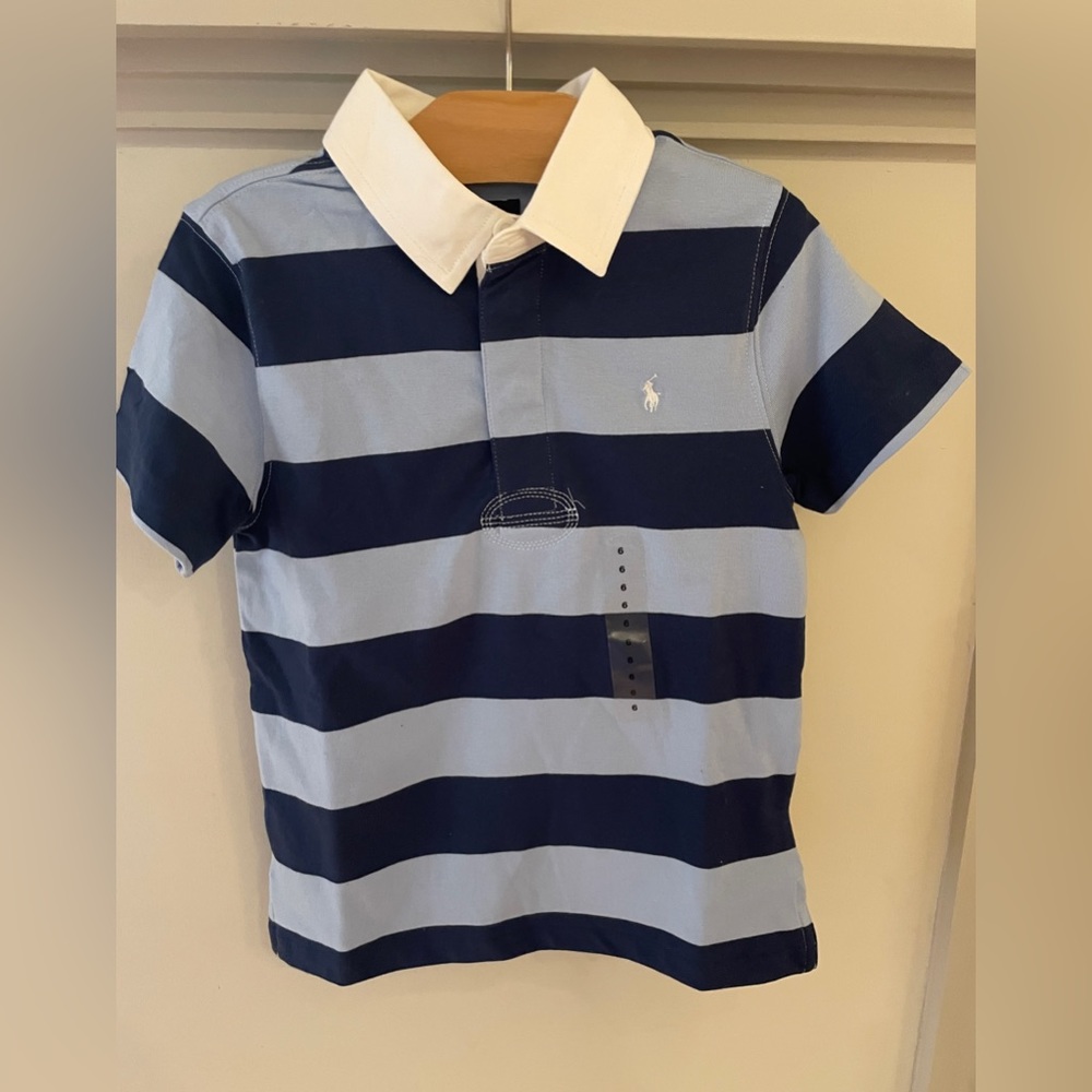 NWT- Ralph Lauren Polo Blue Rugby Shirt - Size 6